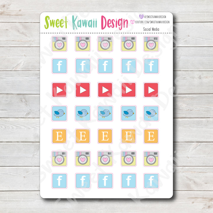 Kawaii Social Media Stickers