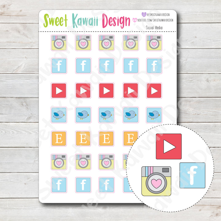 Kawaii Social Media Stickers