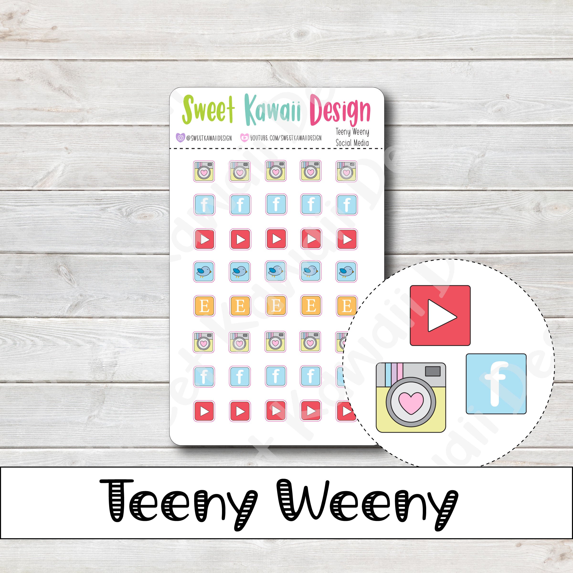 Teeny Weeny Social Media Stickers