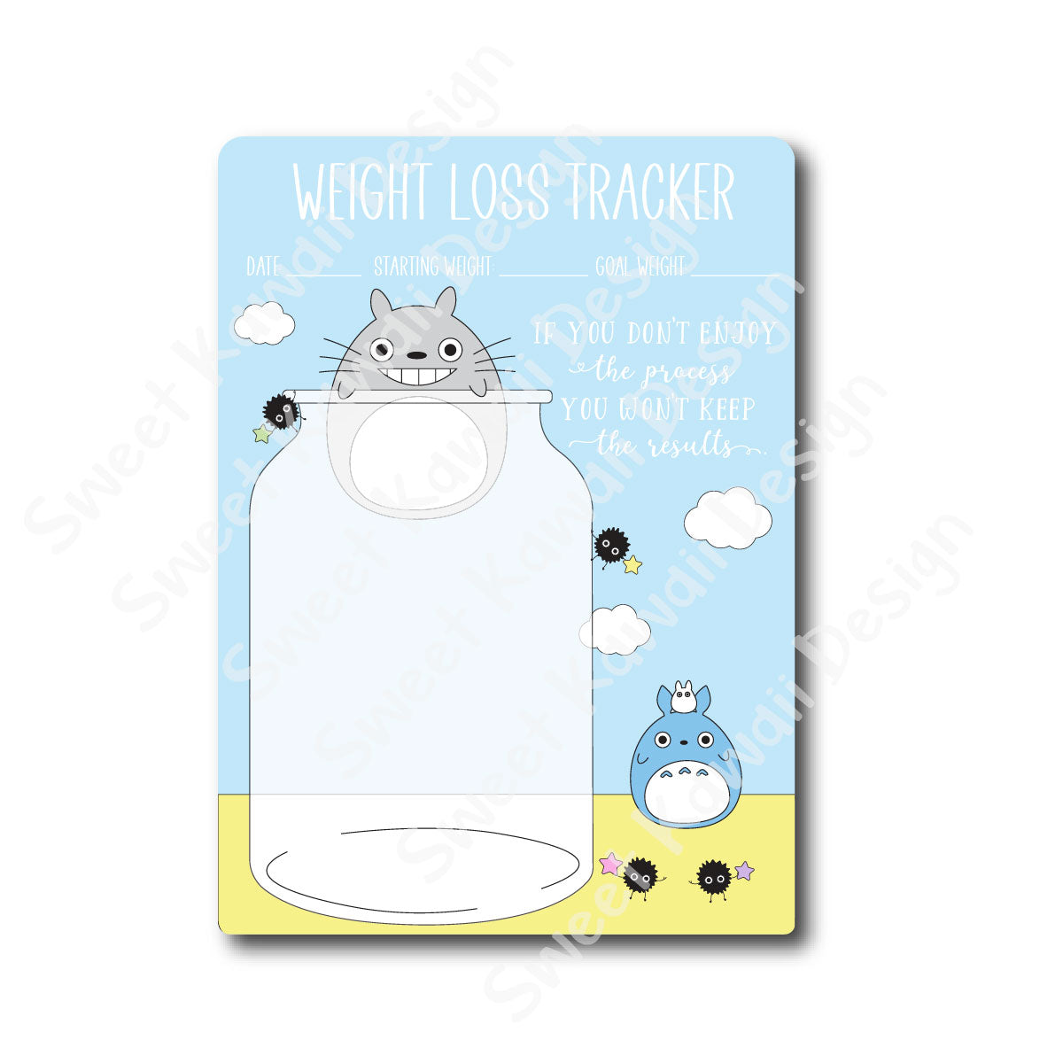 Kawaii Jumbo Sticker - 5x7 Weight Loss Tracker - Sootballs