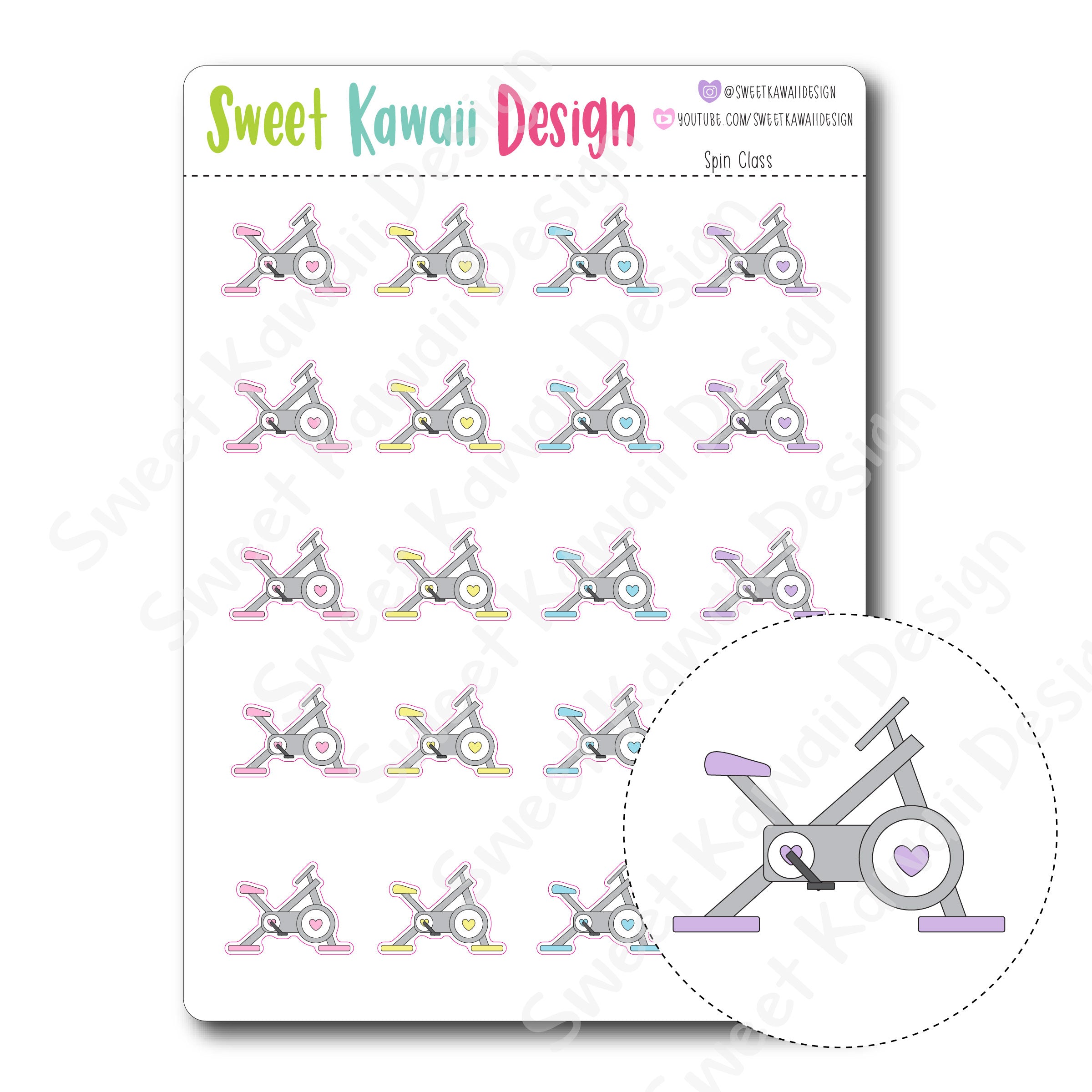 Kawaii Spin Class Stickers