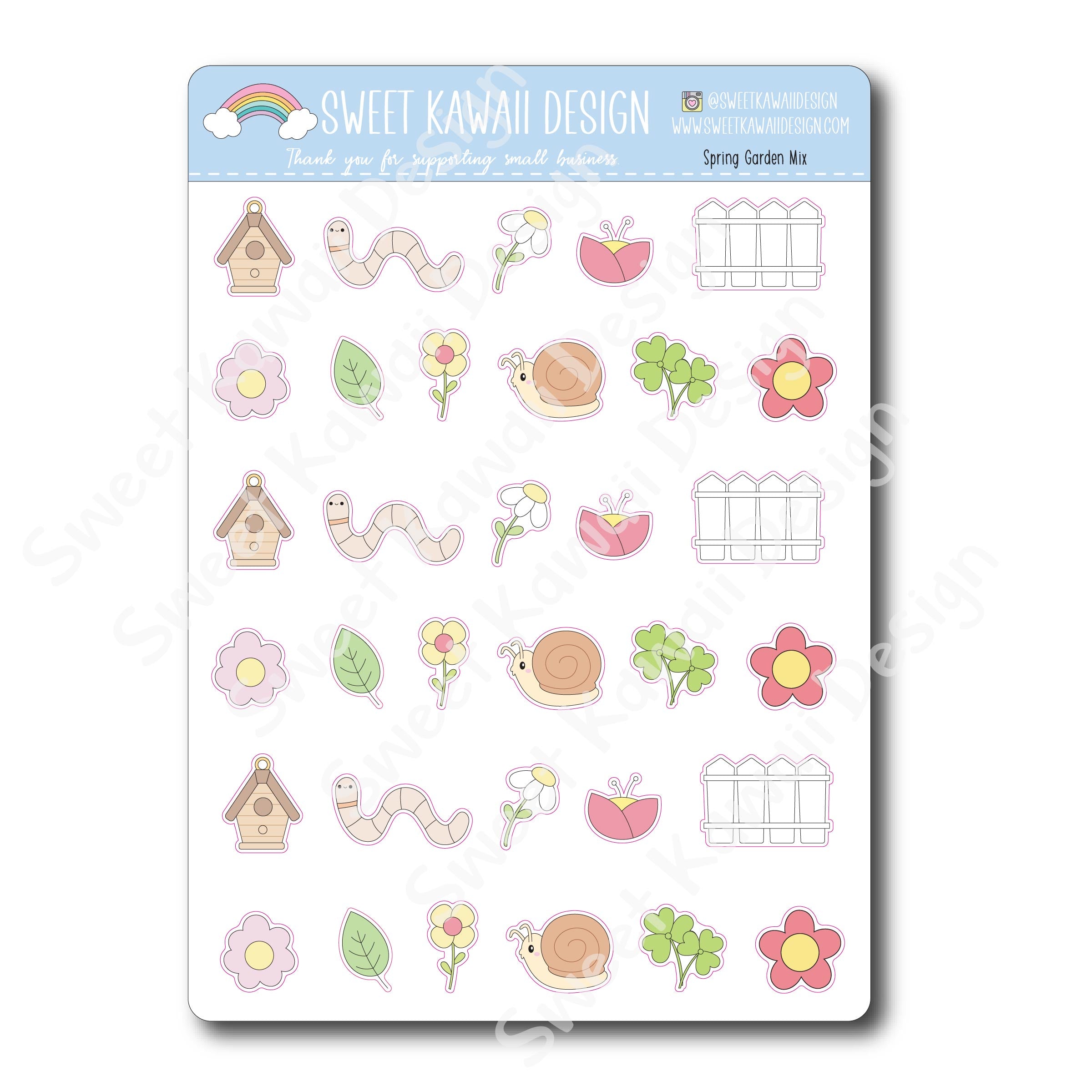 Kawaii Spring Garden Stickers