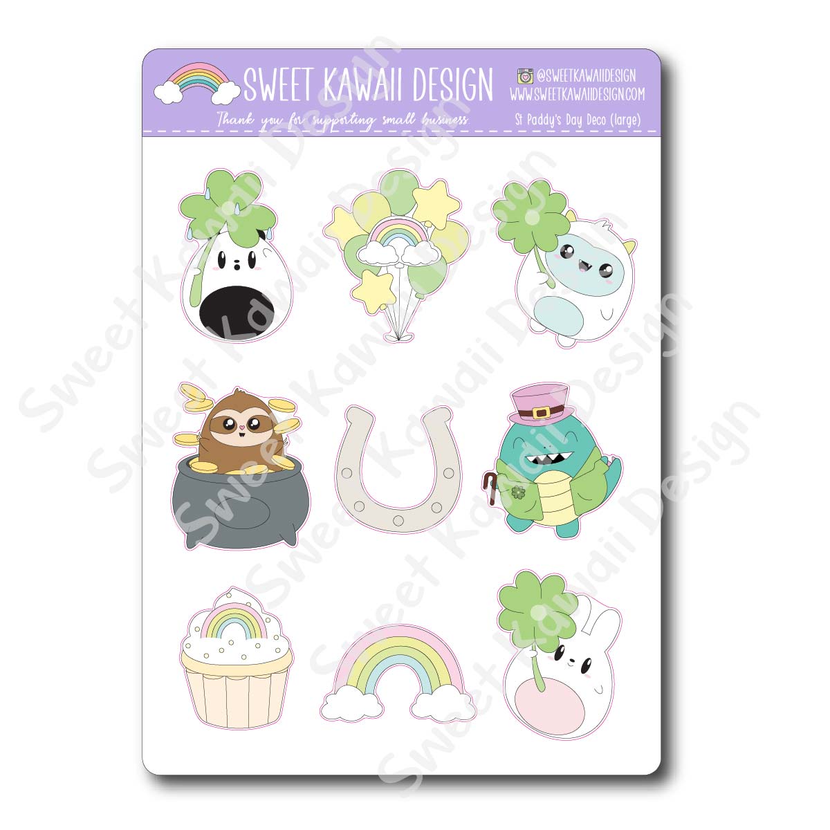 Kawaii St. Paddy's Day Deco (Large) Stickers
