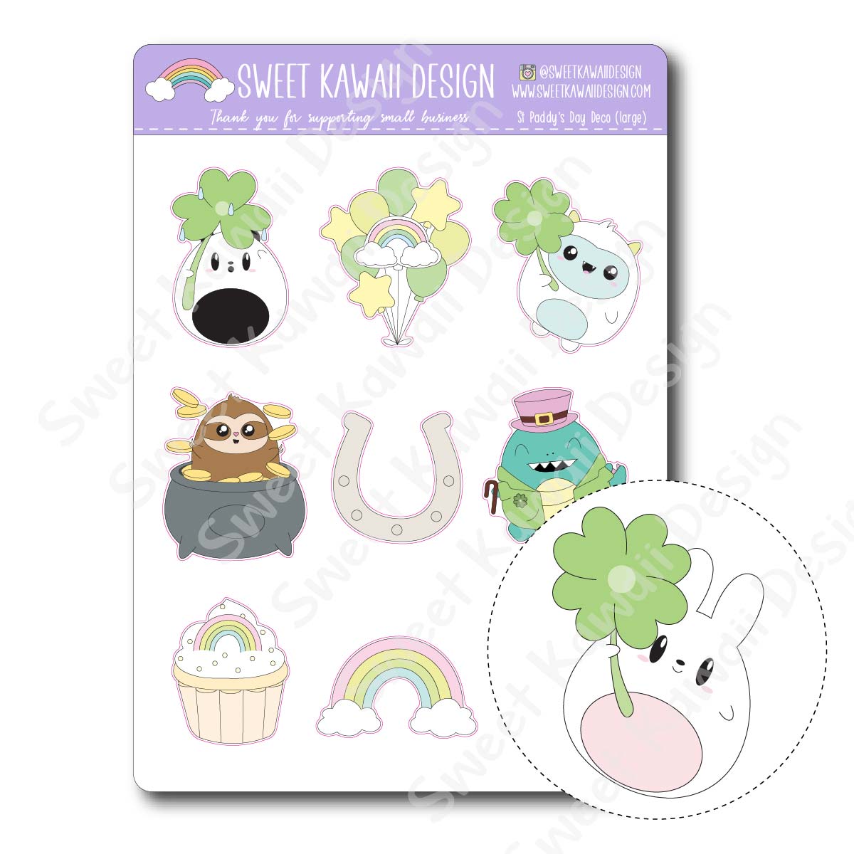 Kawaii St. Paddy's Day Deco (Large) Stickers