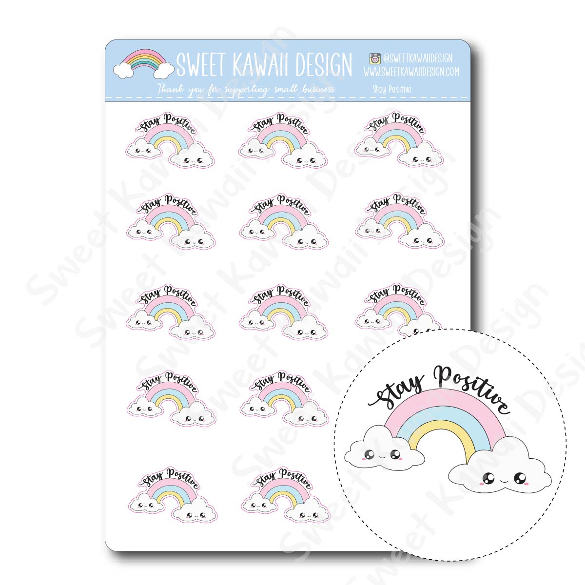 Kawaii Stay Positive Stickers