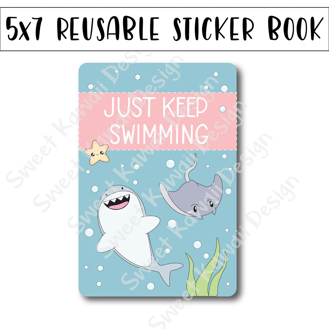 SKD 5x7 Reusable Sticker Book - Keep Swimming