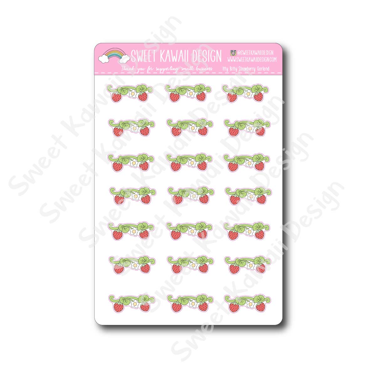 Kawaii Strawberry Garland Stickers