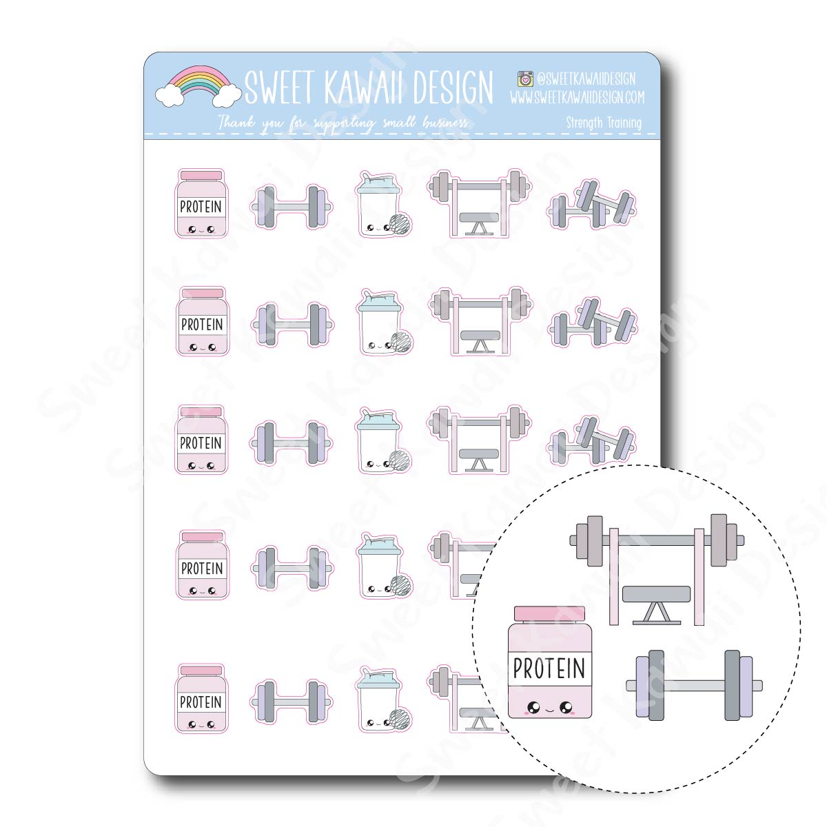 Kawaii Strength Training Stickers