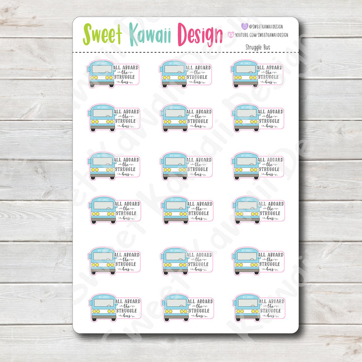 Kawaii Struggle Bus Stickers