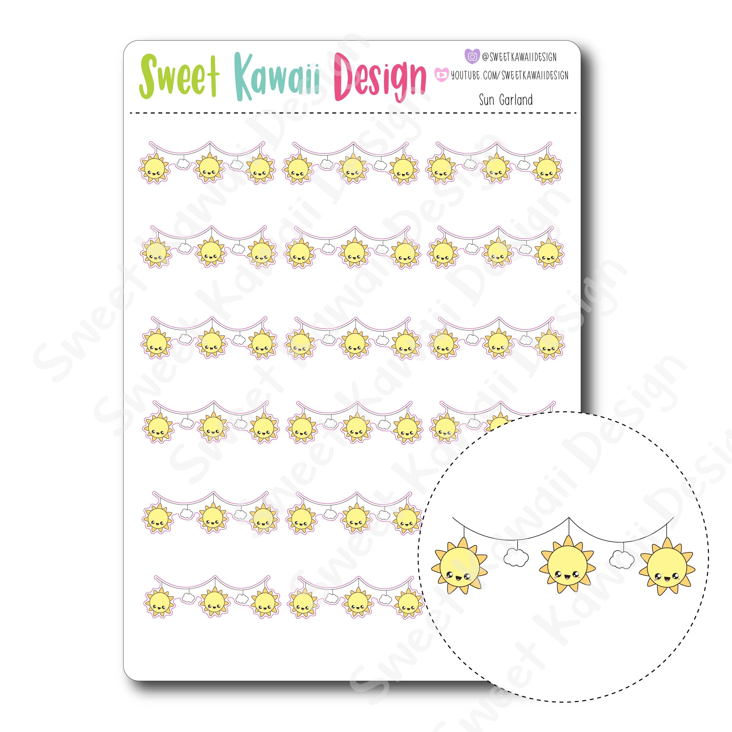 Kawaii Sun Garland Stickers