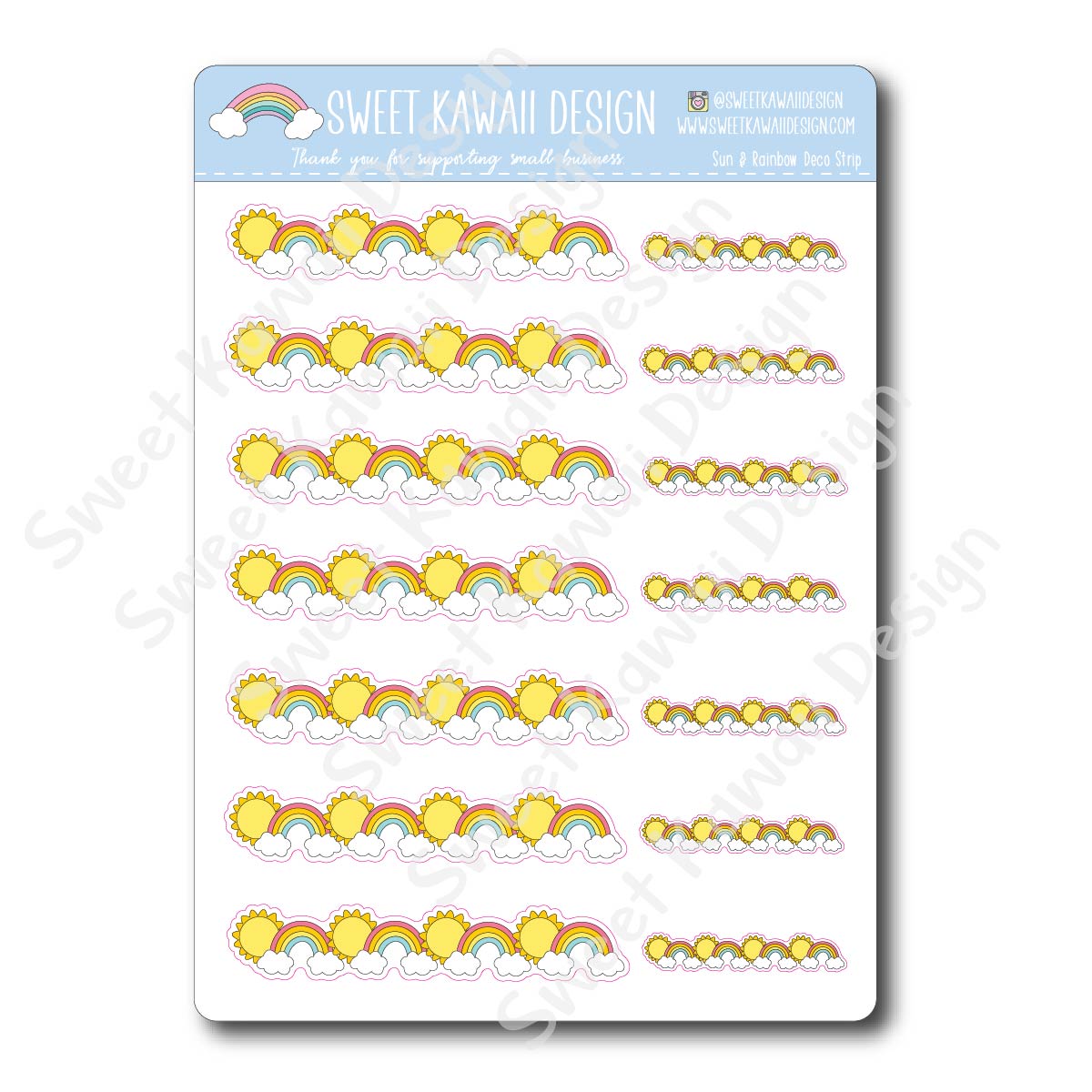 Kawaii Sun and Rainbow Deco Strip Stickers