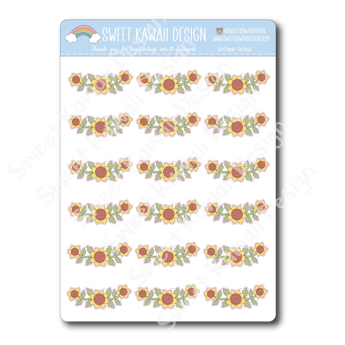 Kawaii Sunflower Garland Stickers