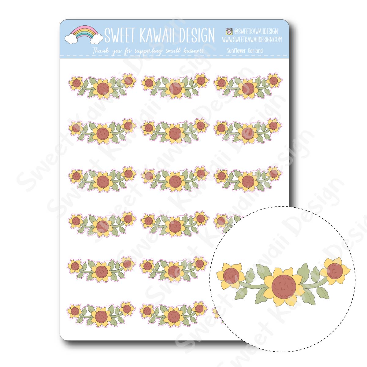 Kawaii Sunflower Garland Stickers