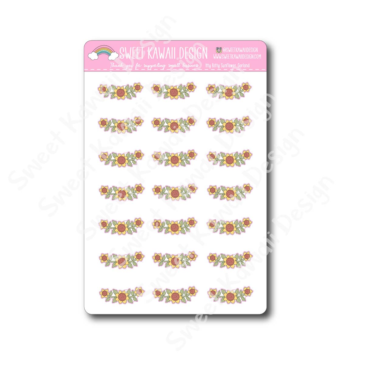 Kawaii Sunflower Garland Stickers