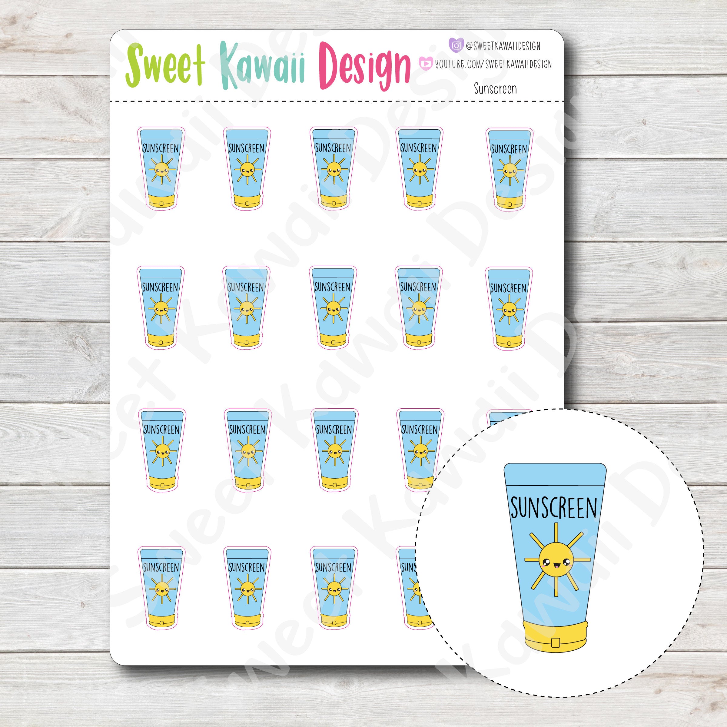 Kawaii Sunscreen Stickers