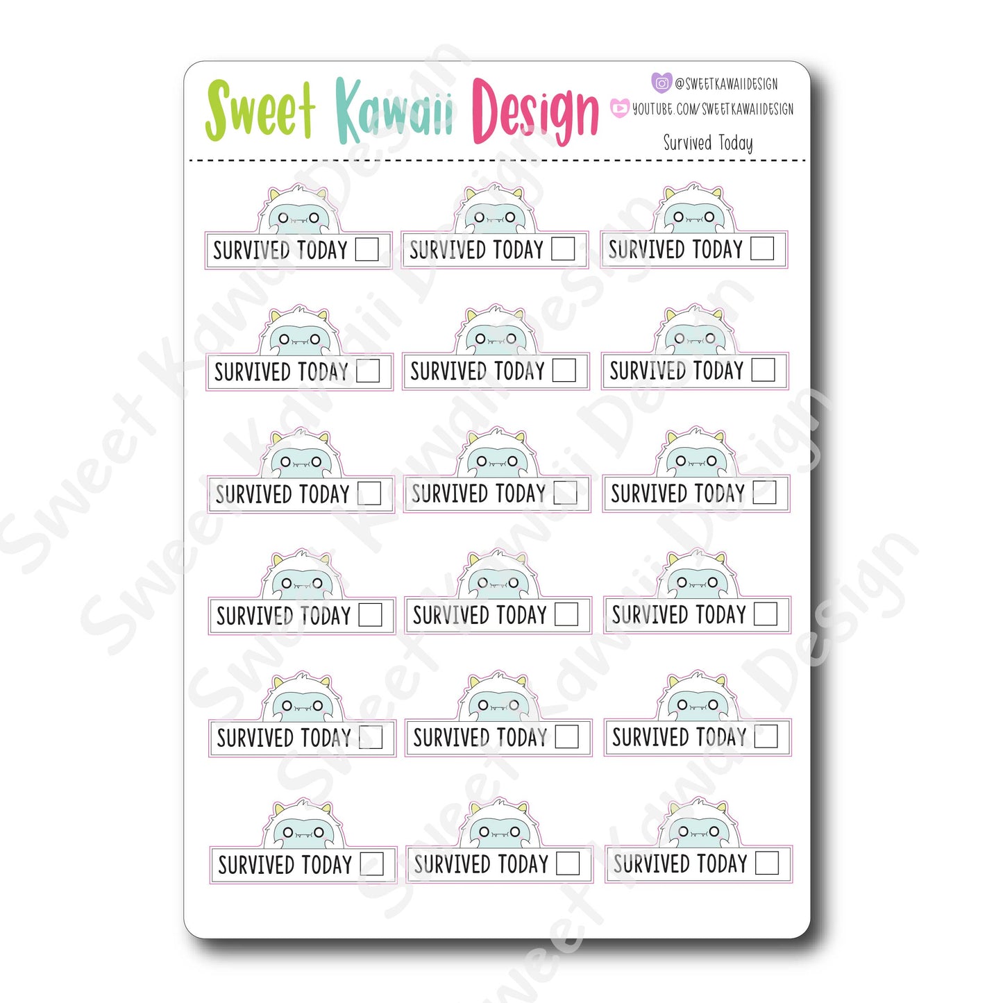 Kawaii Survived Today Stickers