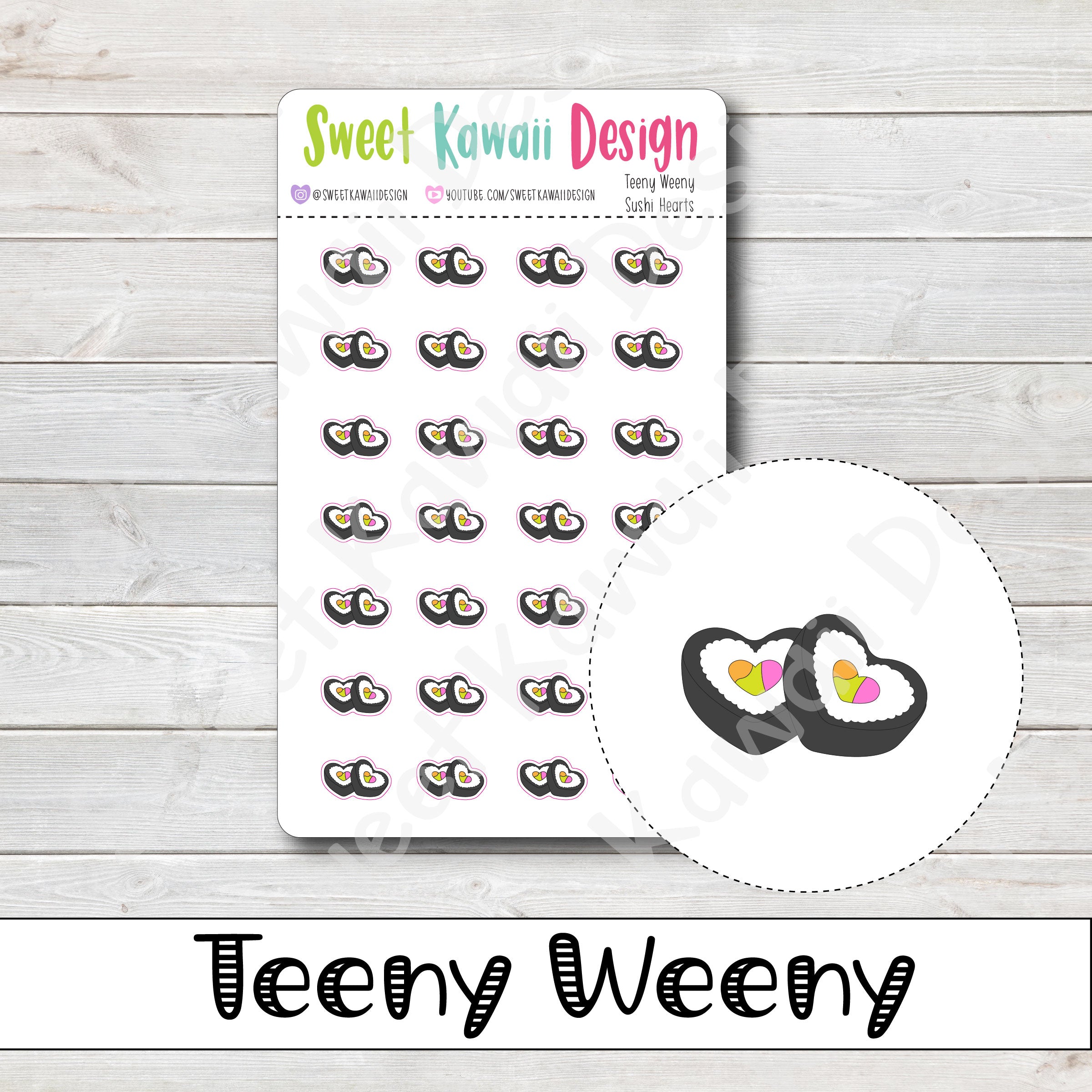 Teeny Weeny Sushi Hearts Stickers