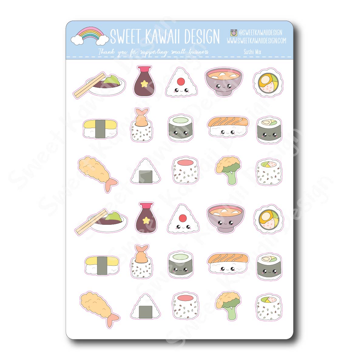 Kawaii Sushi Stickers (mix)