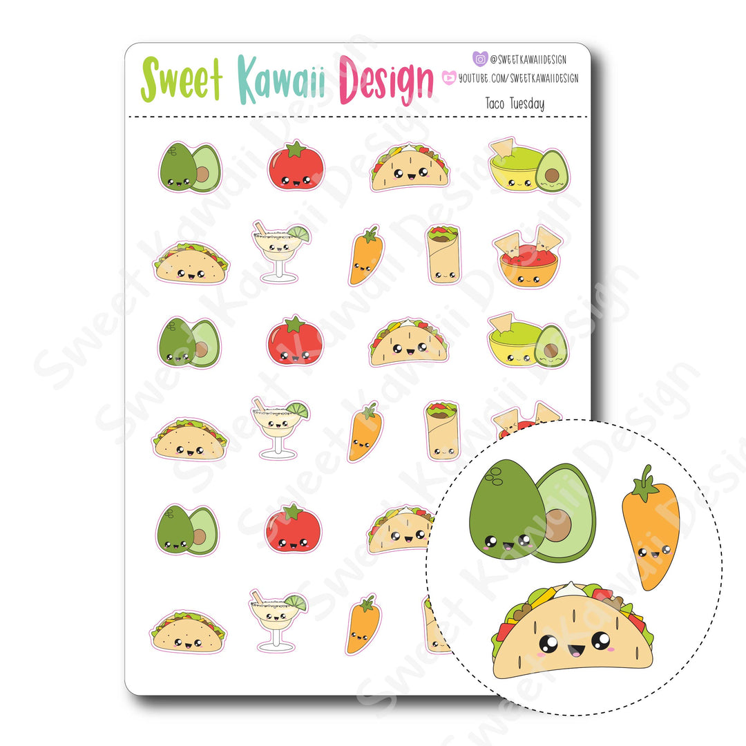 Kawaii Taco Tuesday Stickers