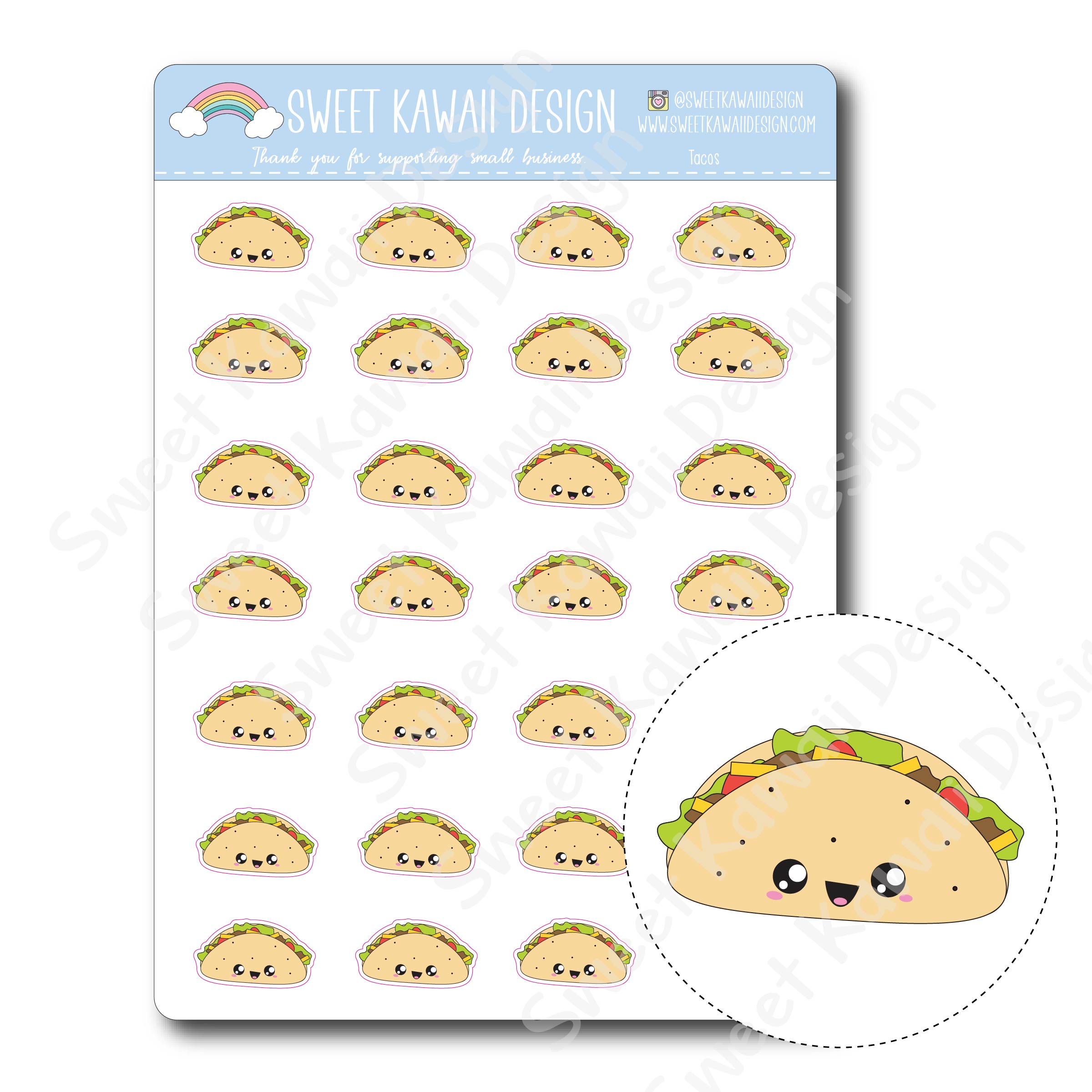 Kawaii Taco Stickers