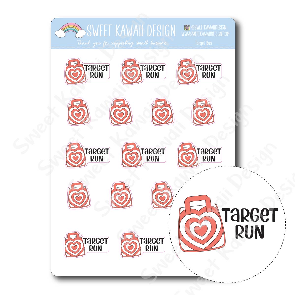 Kawaii Target Run Stickers