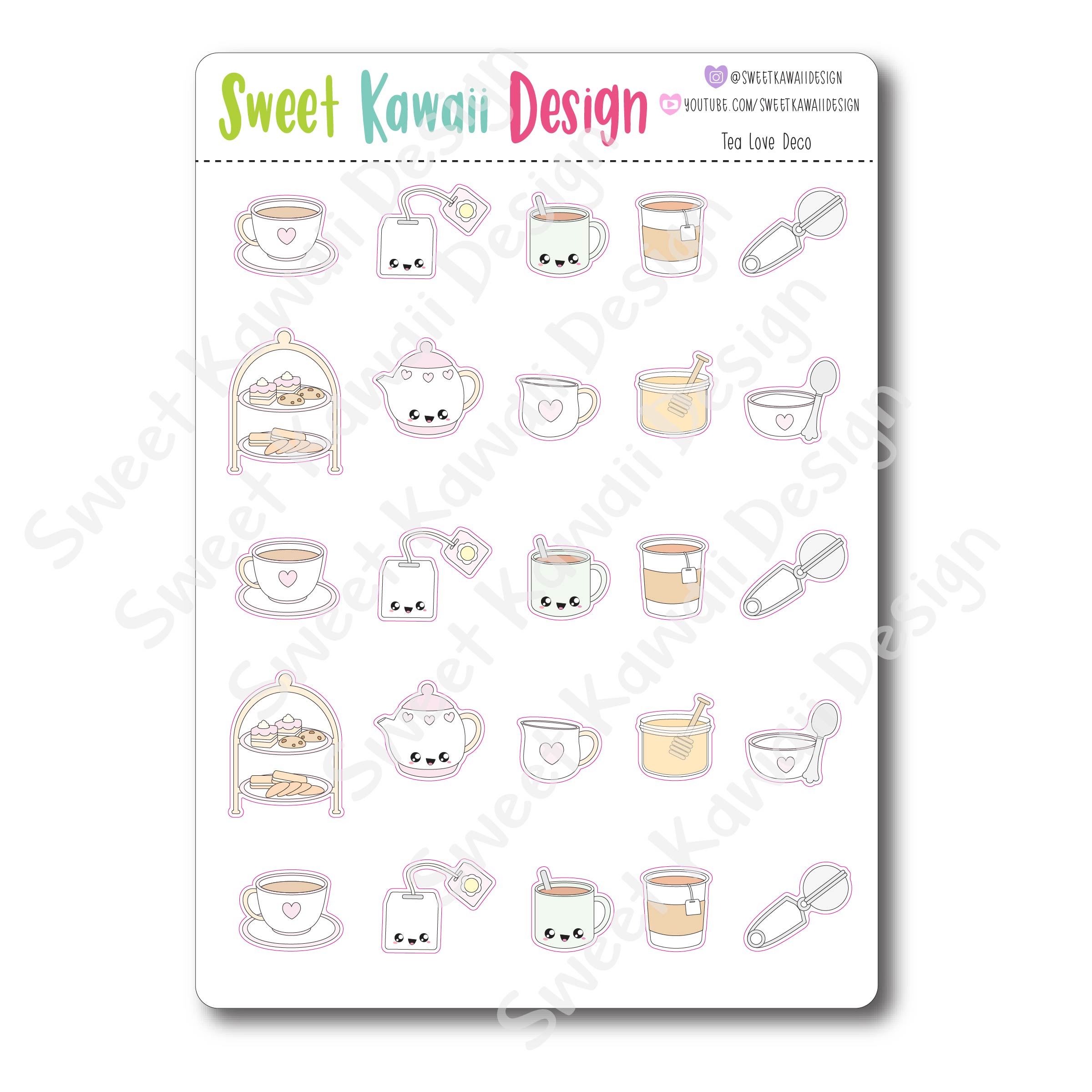 Kawaii Tea Love Deco Stickers
