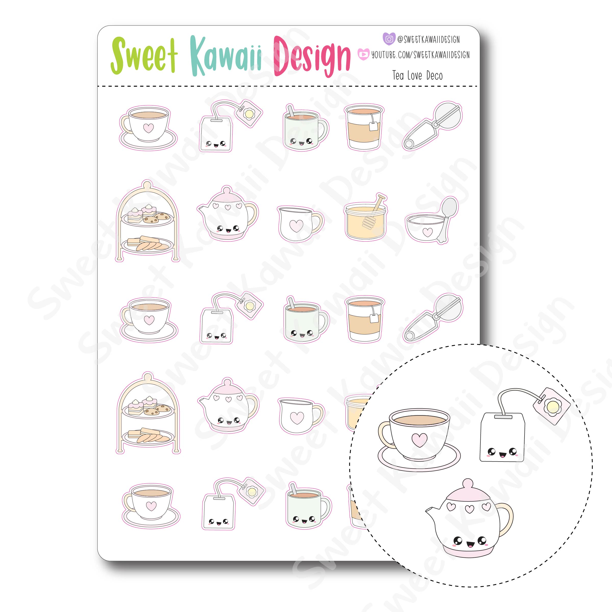 Kawaii Tea Love Deco Stickers