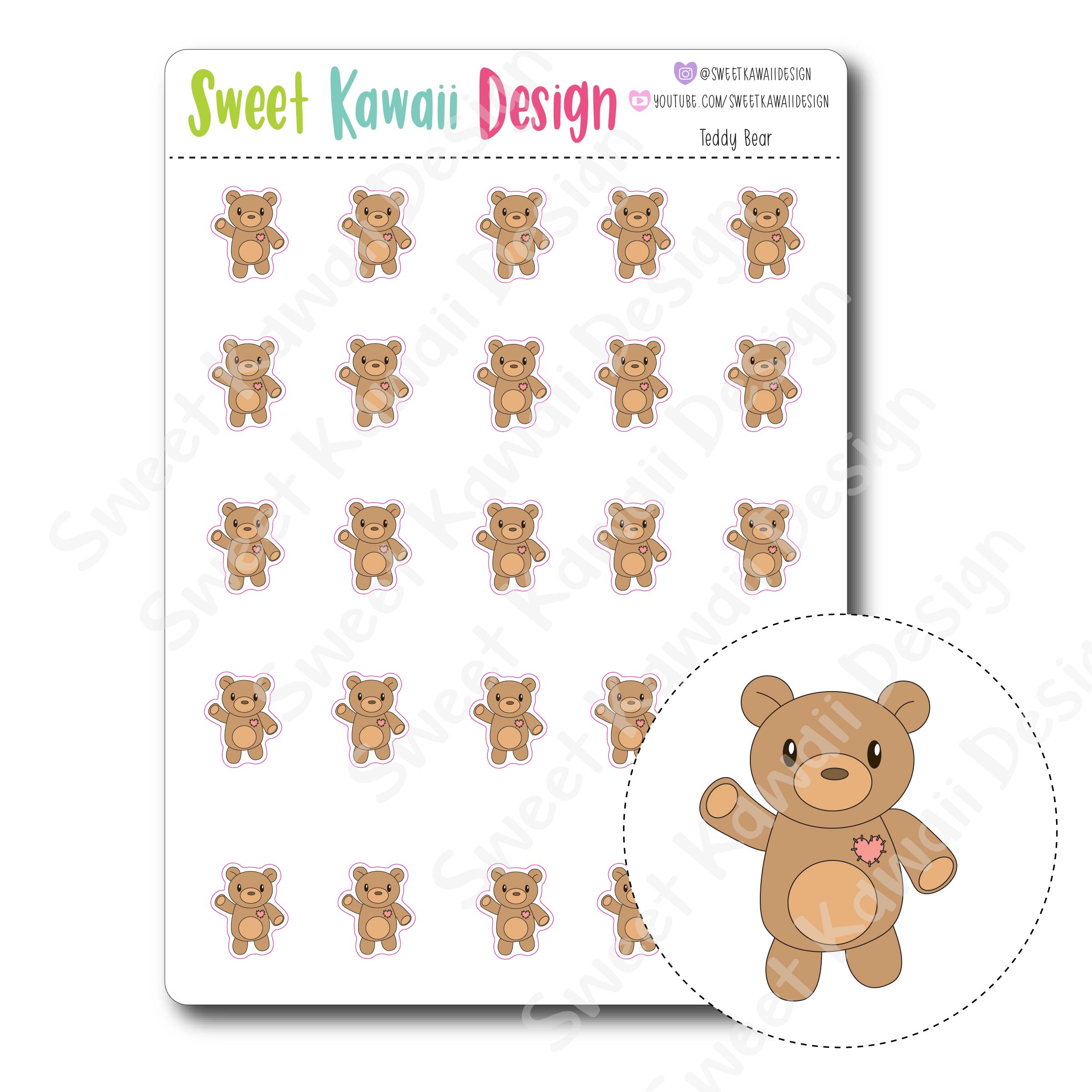 Kawaii Teddy Bear Stickers