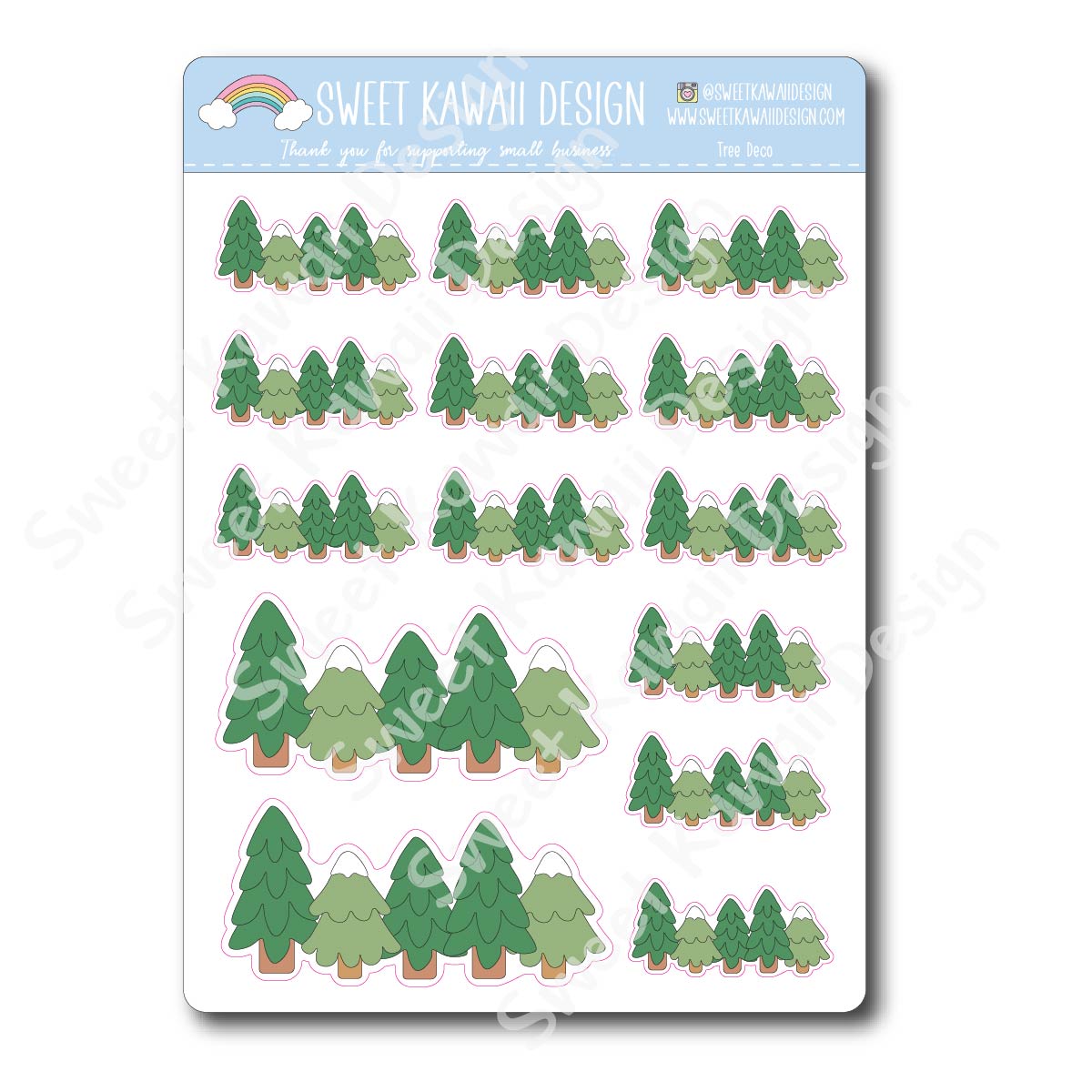 Kawaii Tree Deco Stickers (washi strip/border)