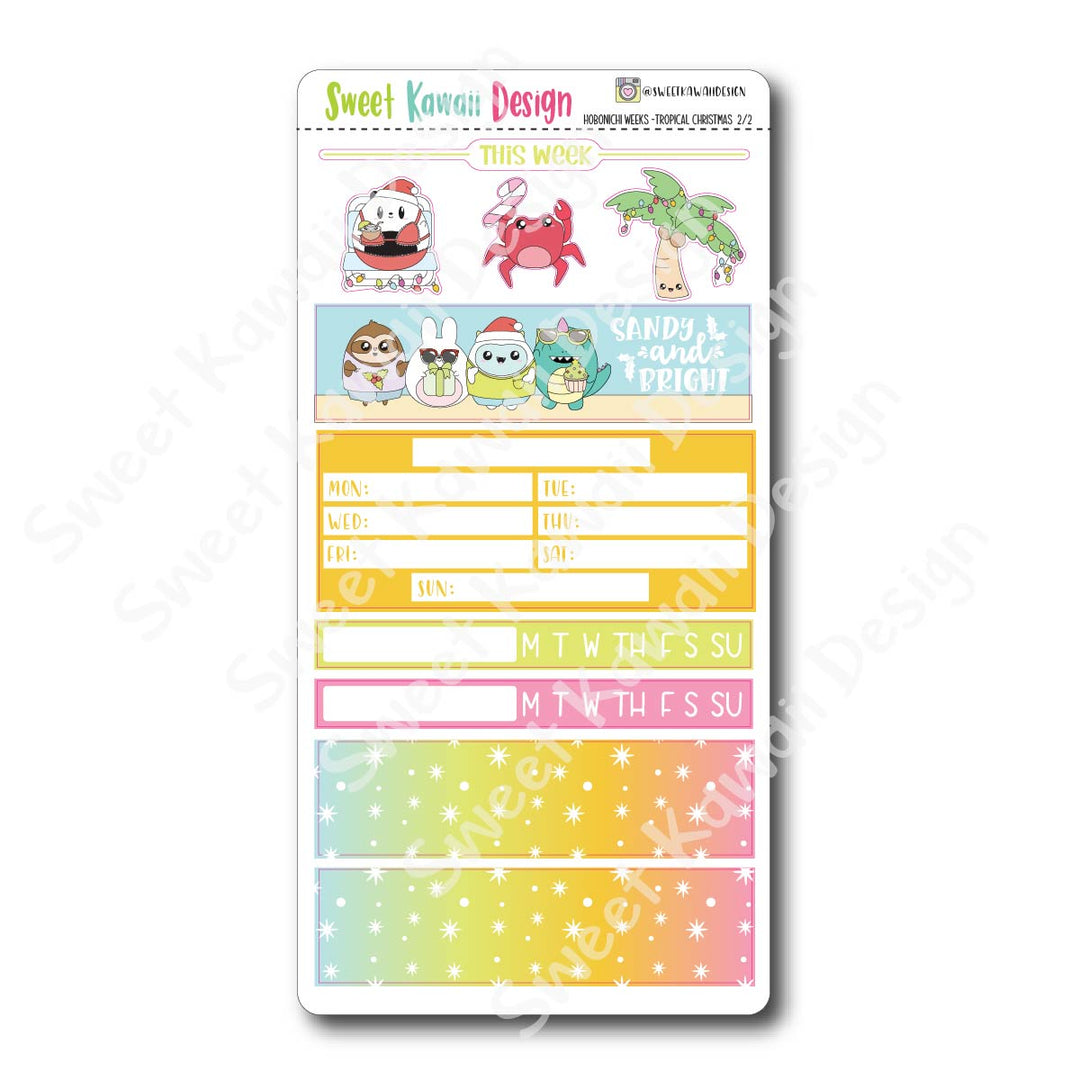Kawaii Hobonichi Weeks Stickers - Tropical Christmas