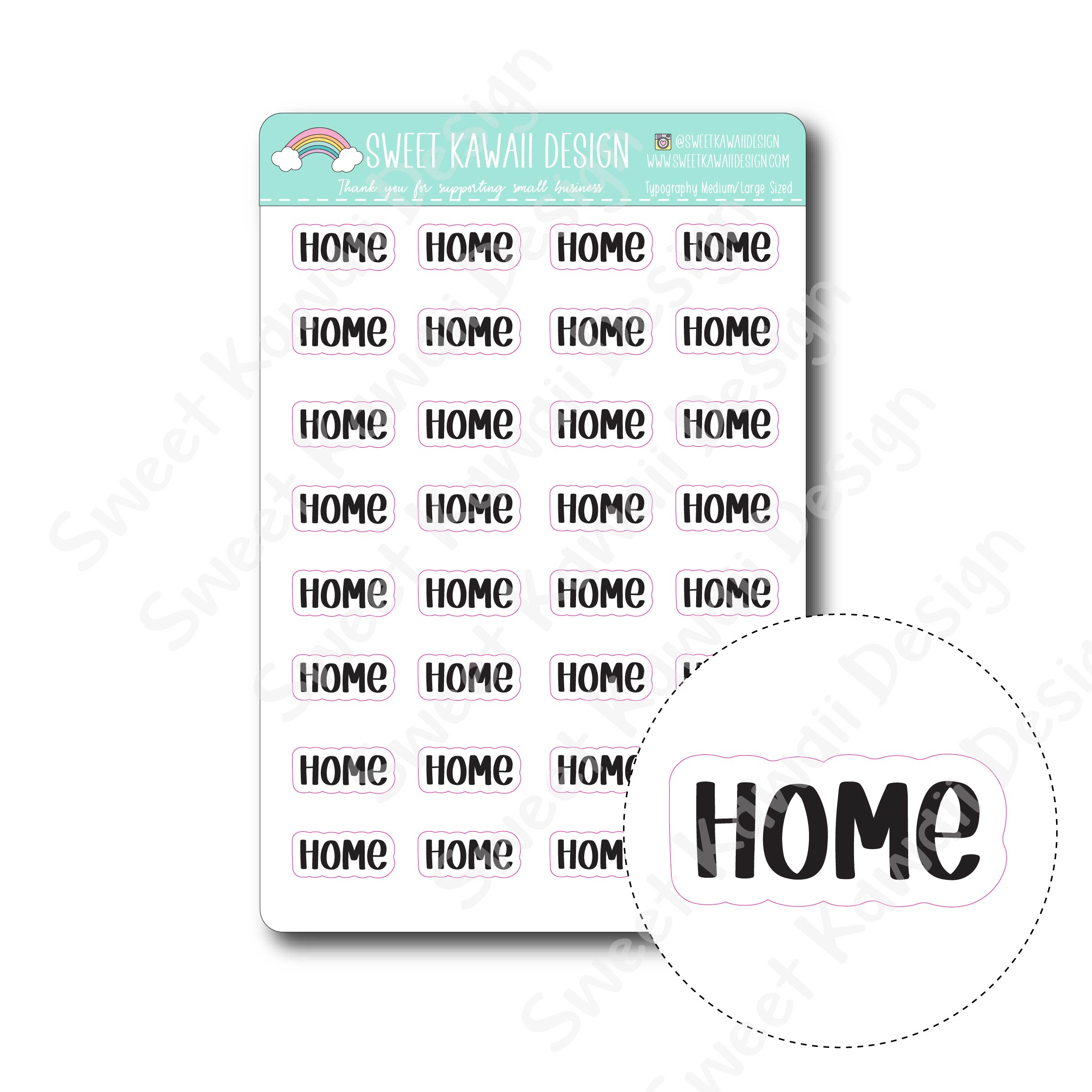 Typography Stickers - Medium/Large - Home