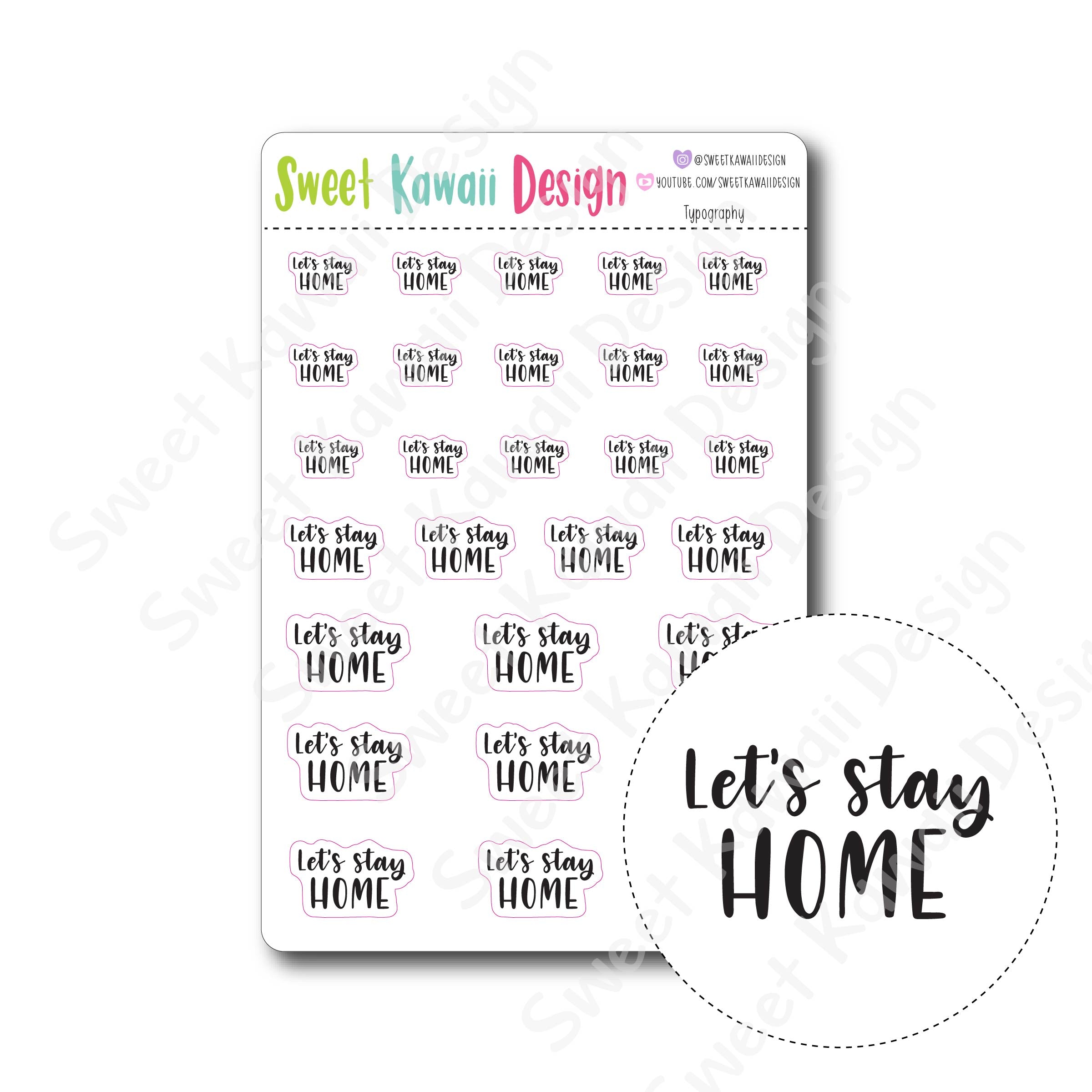 Typography Stickers - Stay Home