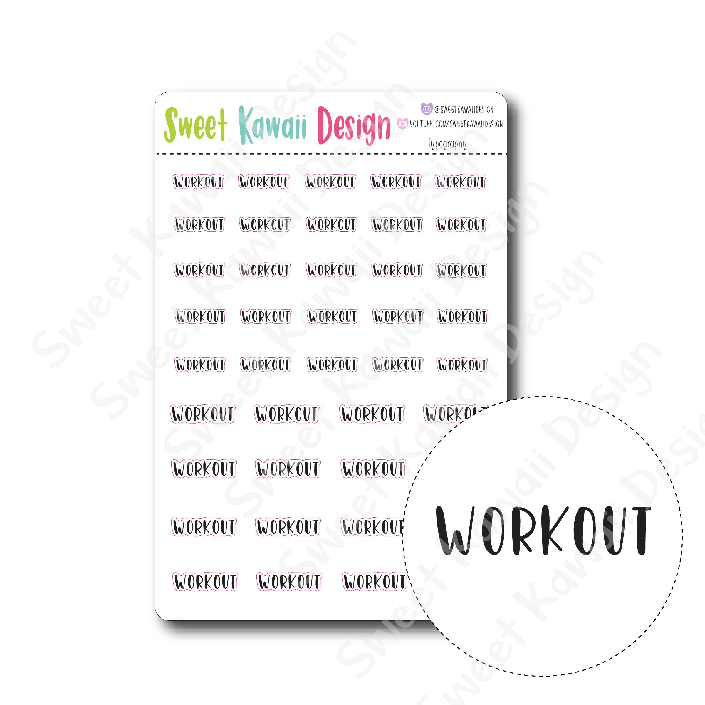 Typography Stickers - Workout