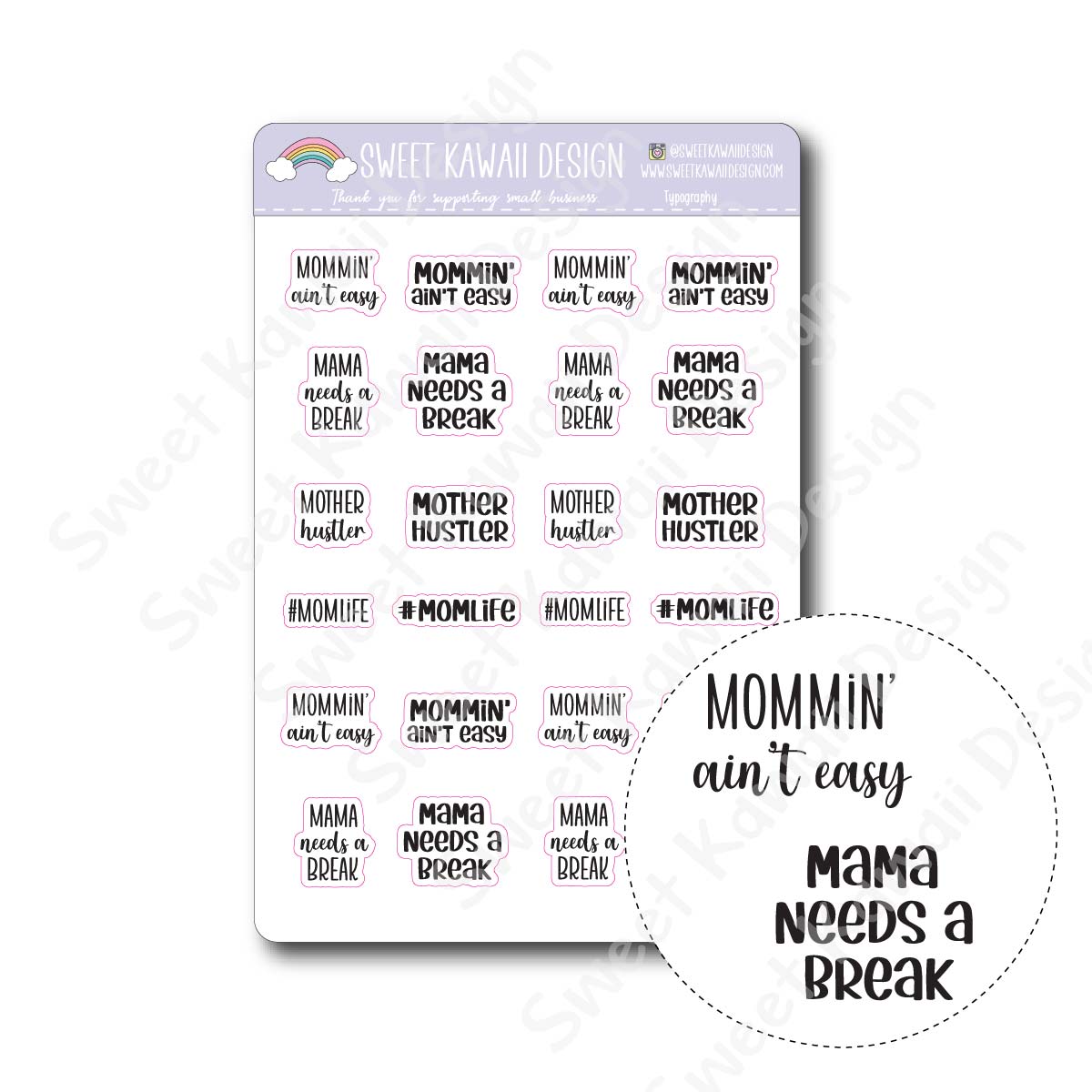 Typography Stickers - Mama