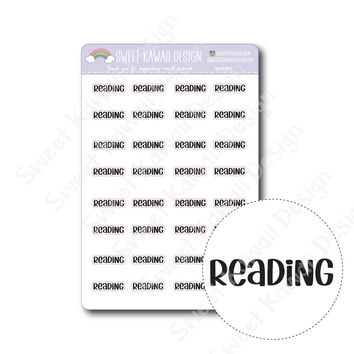 Typography Stickers - Reading
