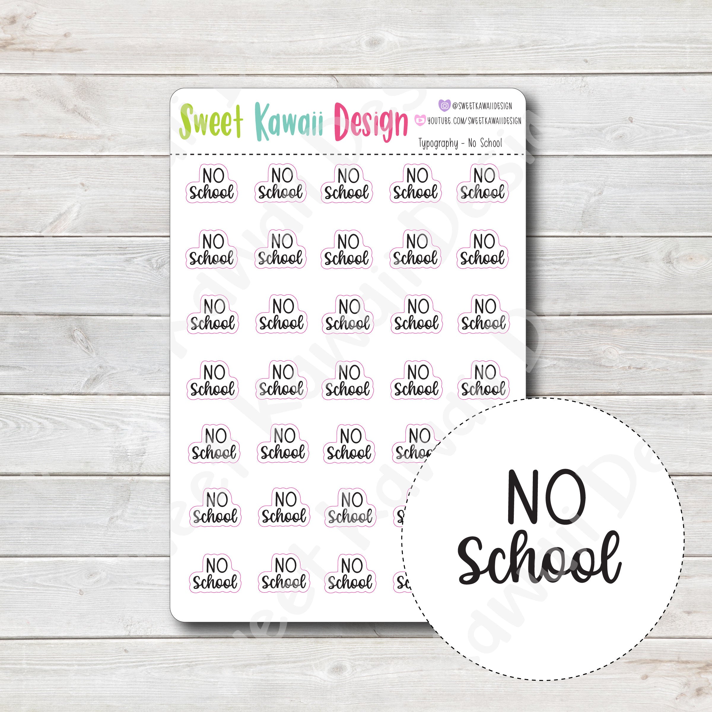 Typography Stickers - No School