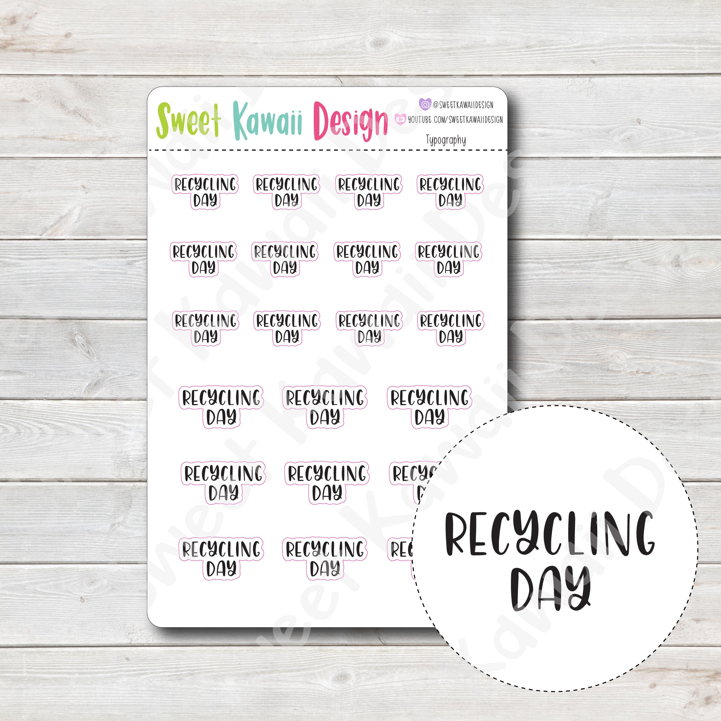 Typography Stickers - Recycling Day