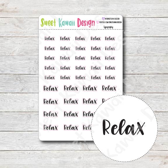 Typography Stickers - Relax