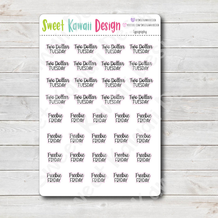 Typography Stickers - $2 Tues/ Freebie Friday