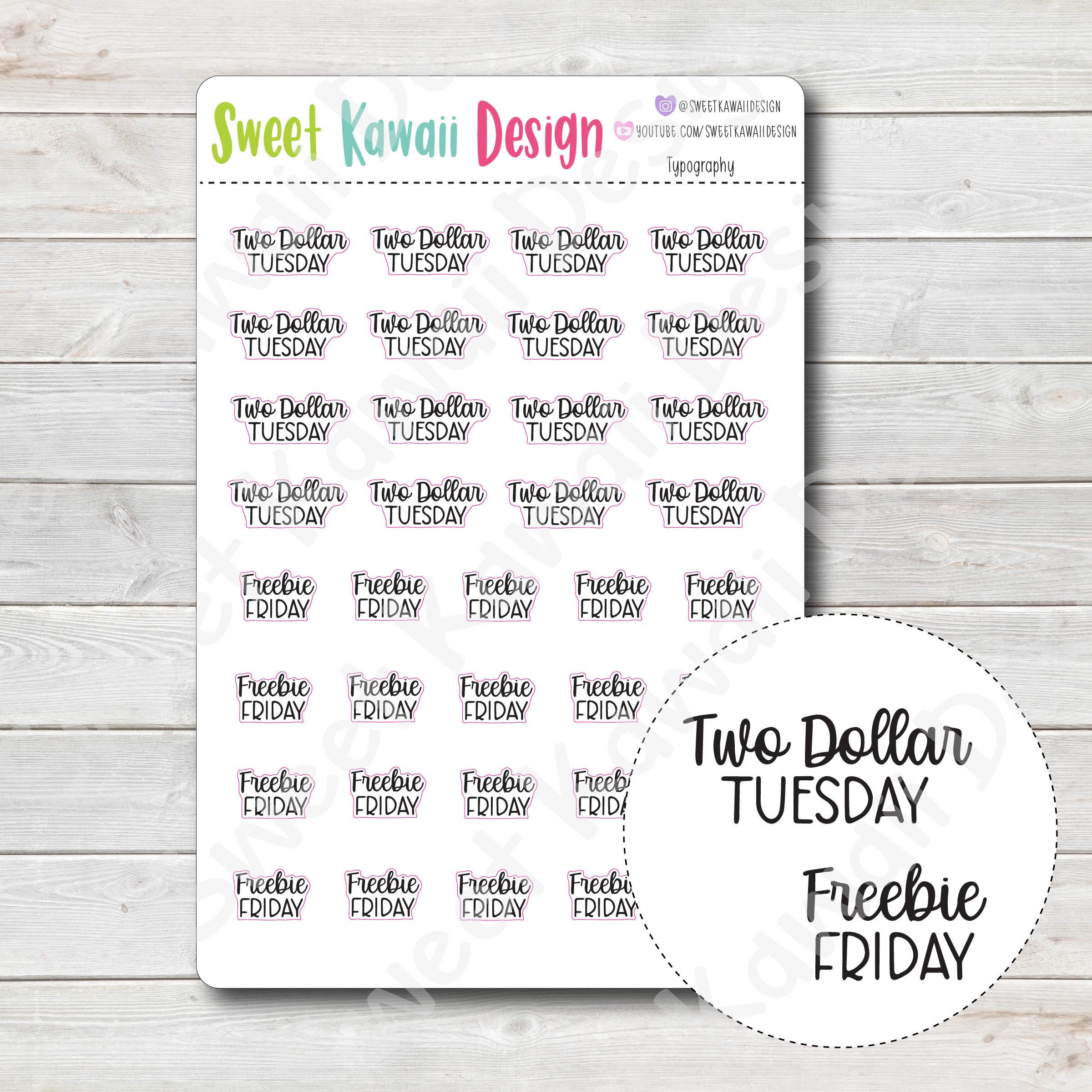 Typography Stickers - $2 Tues/ Freebie Friday – Sweet Kawaii Design