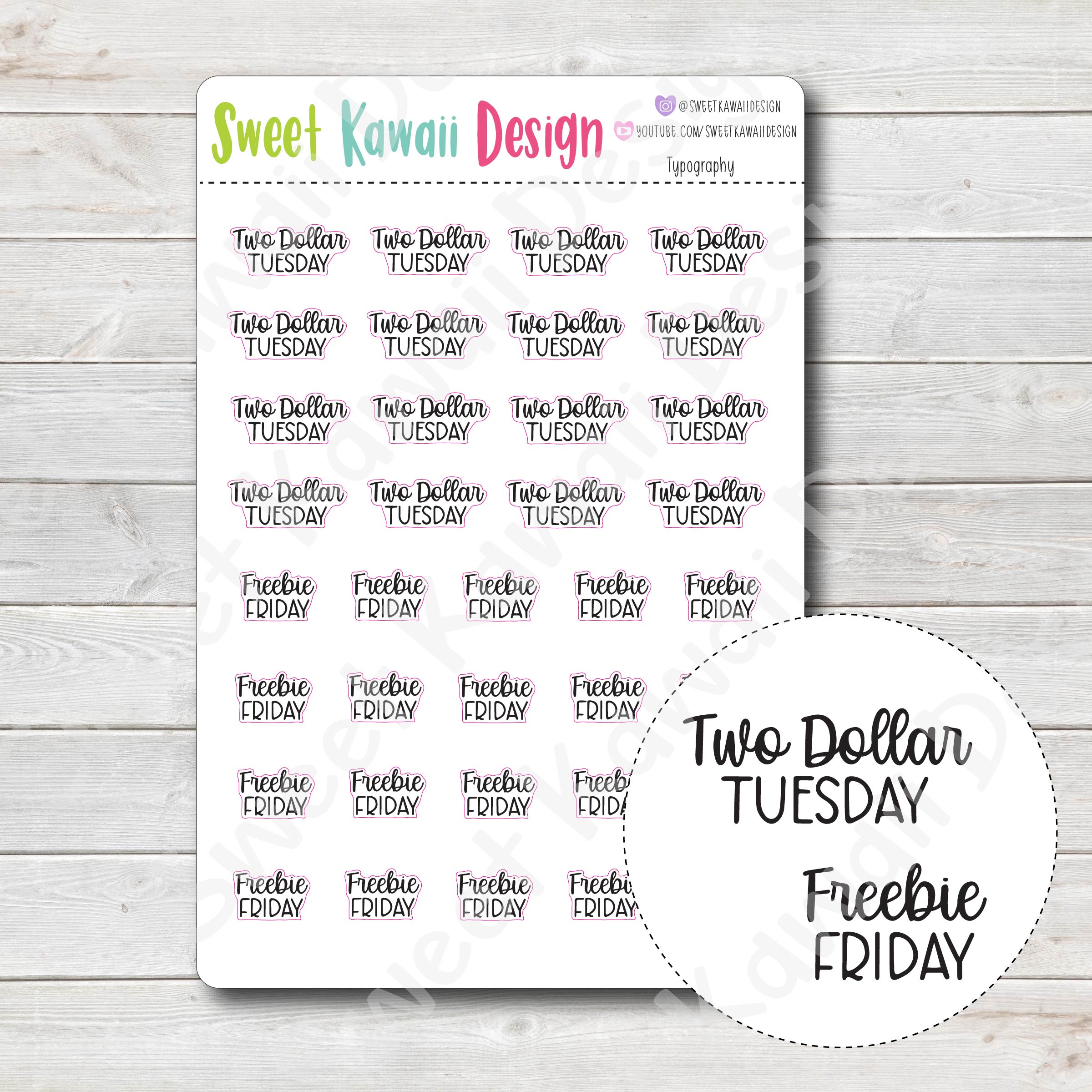 Typography Stickers - $2 Tues/ Freebie Friday