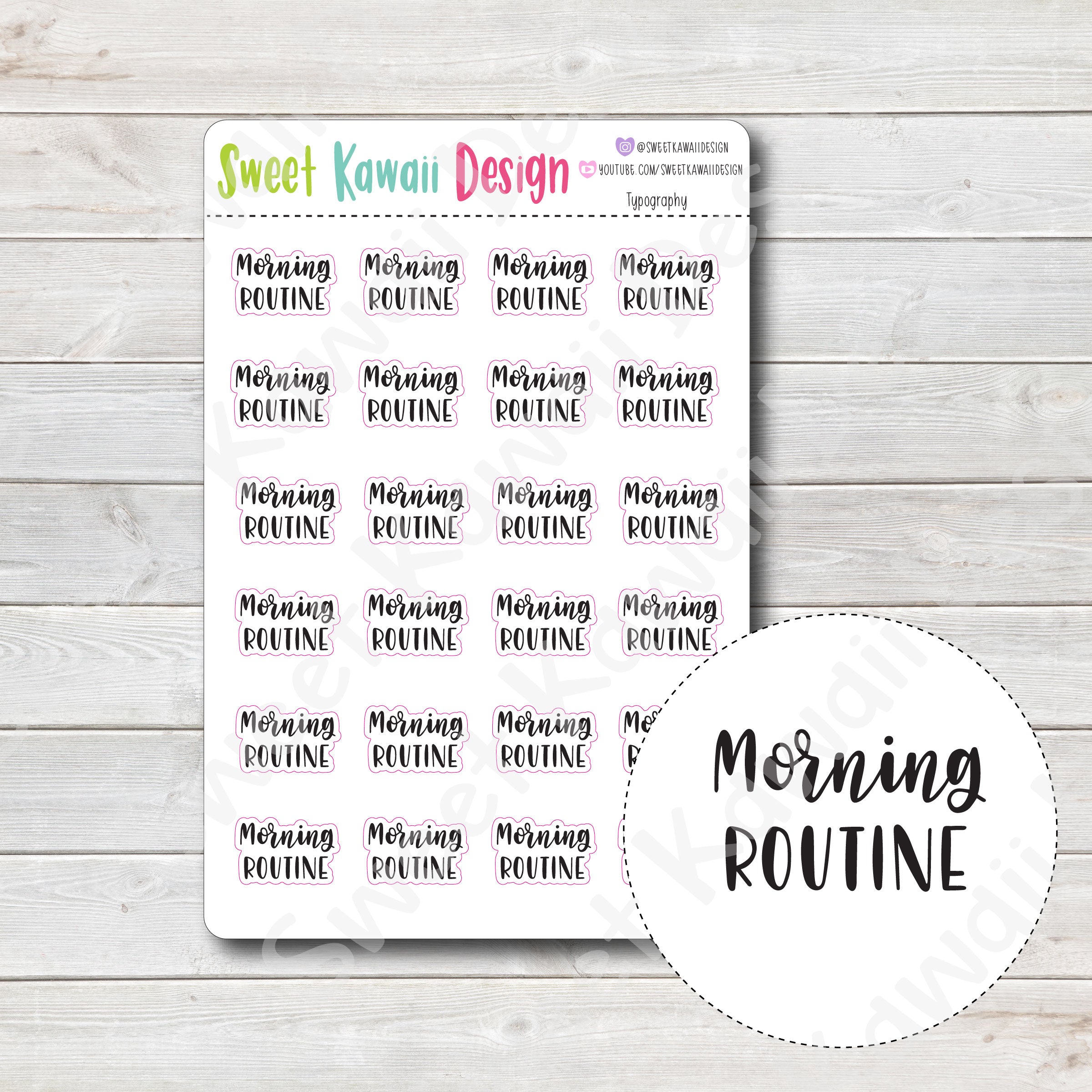 Typography Stickers - Morning Routine