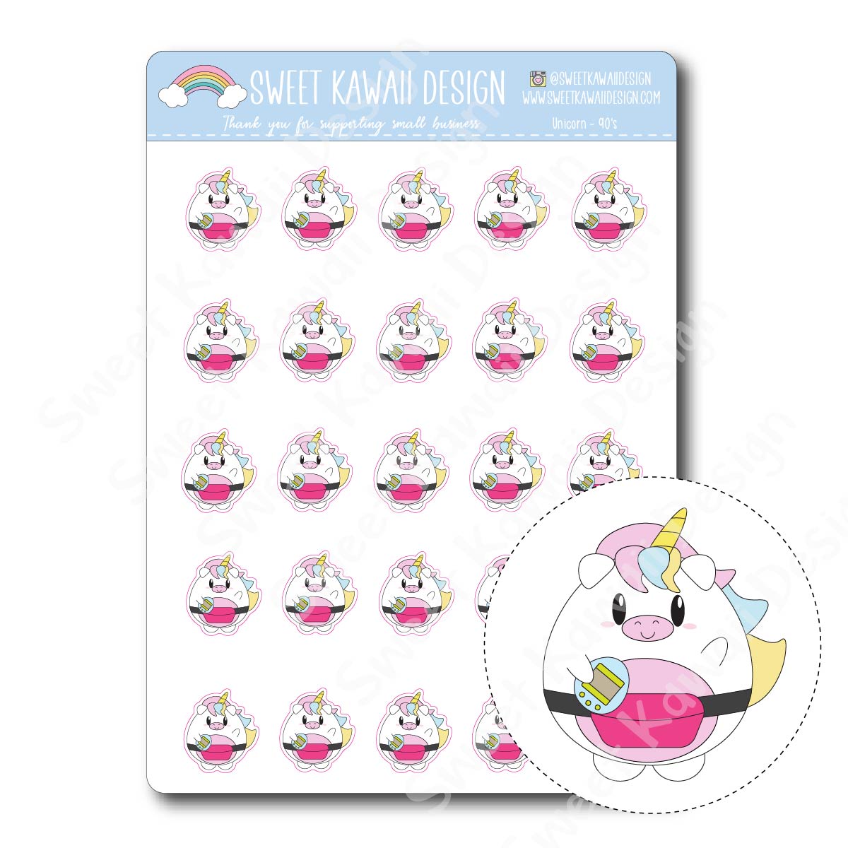 Kawaii Unicorn Stickers - 90's