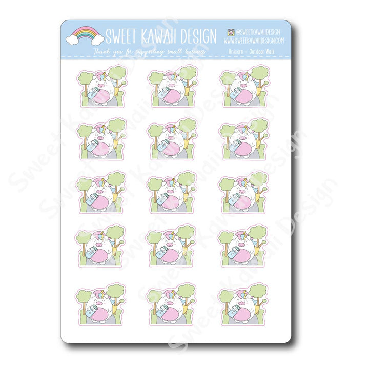 Kawaii Unicorn Stickers - Outdoor Walk