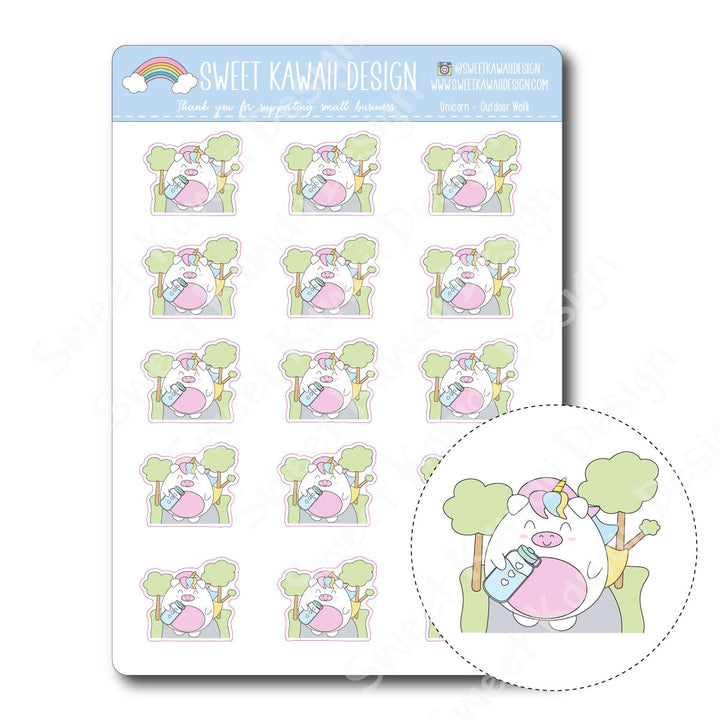 Kawaii Unicorn Stickers - Outdoor Walk