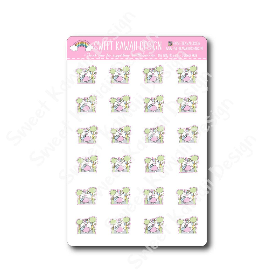Kawaii Unicorn Stickers - Outdoor Walk