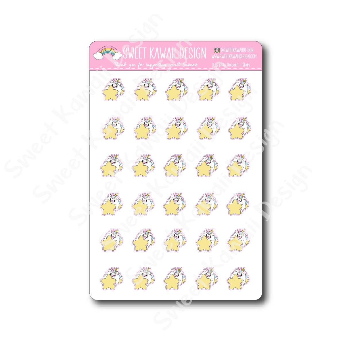 Kawaii Unicorn Stickers - Stars