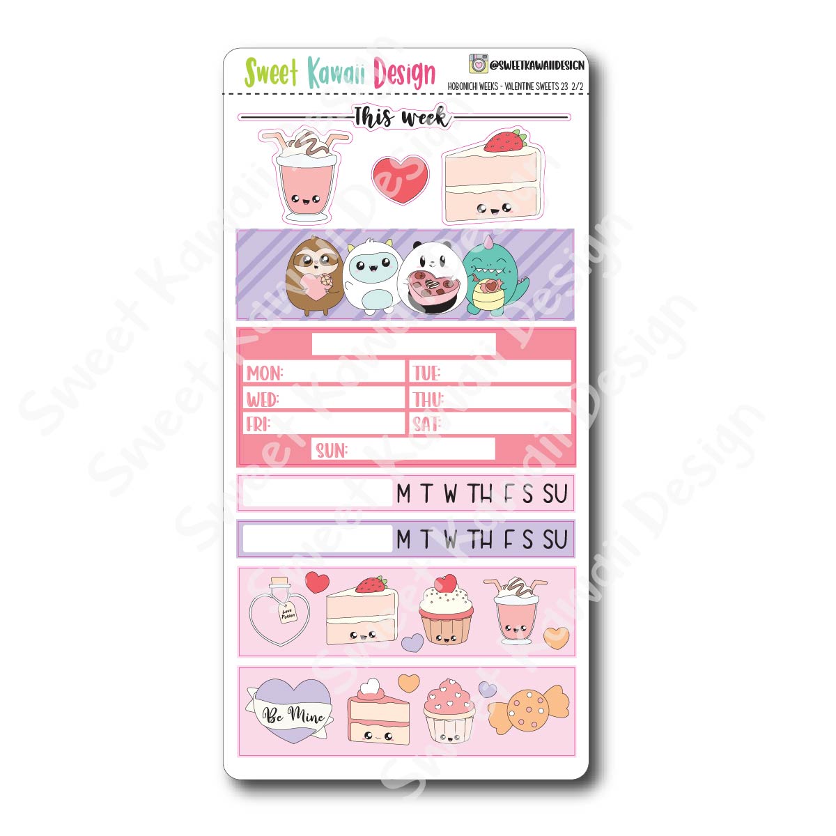 Kawaii Hobonichi Weeks Stickers - Valentine Sweets