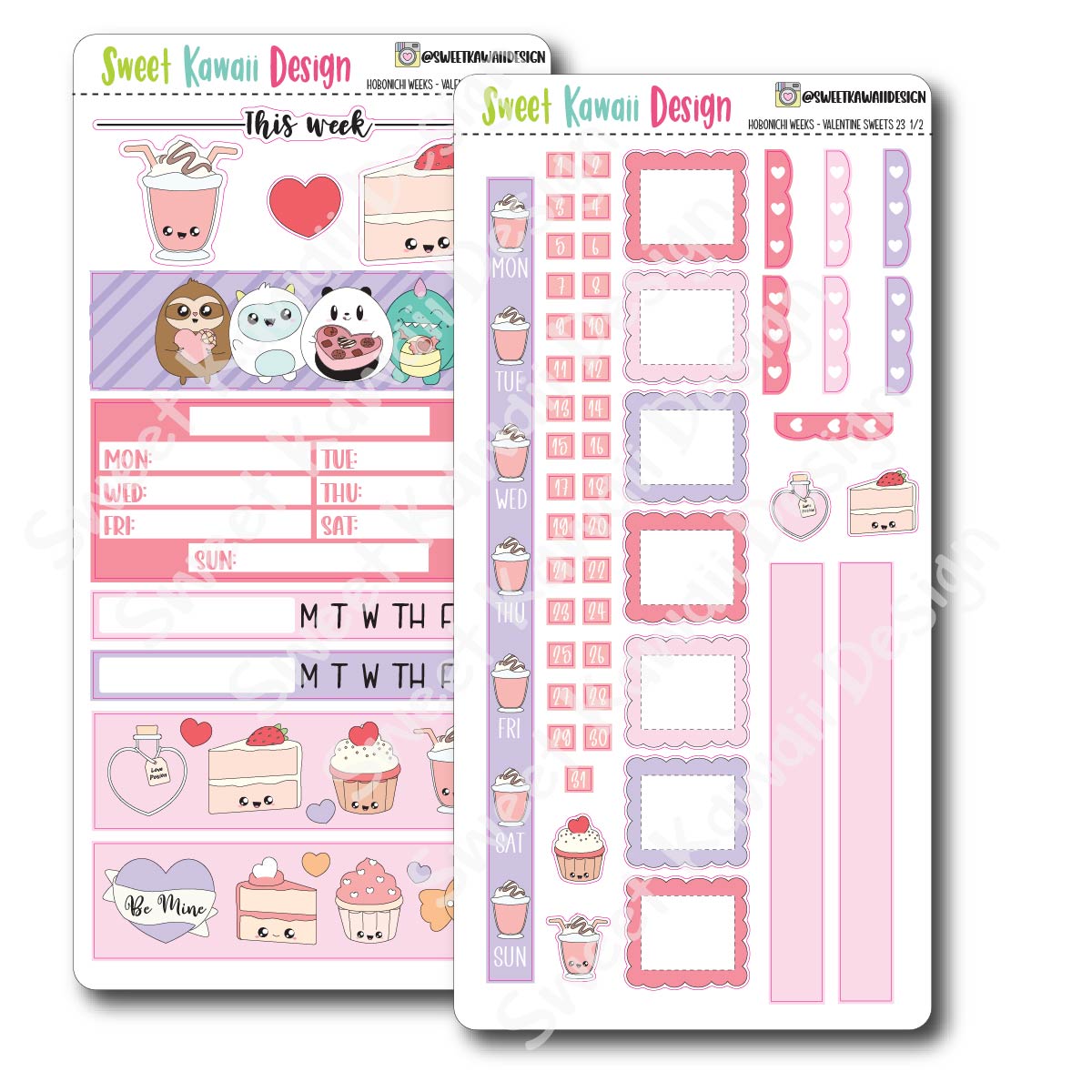 Kawaii Hobonichi Weeks Stickers - Valentine Sweets