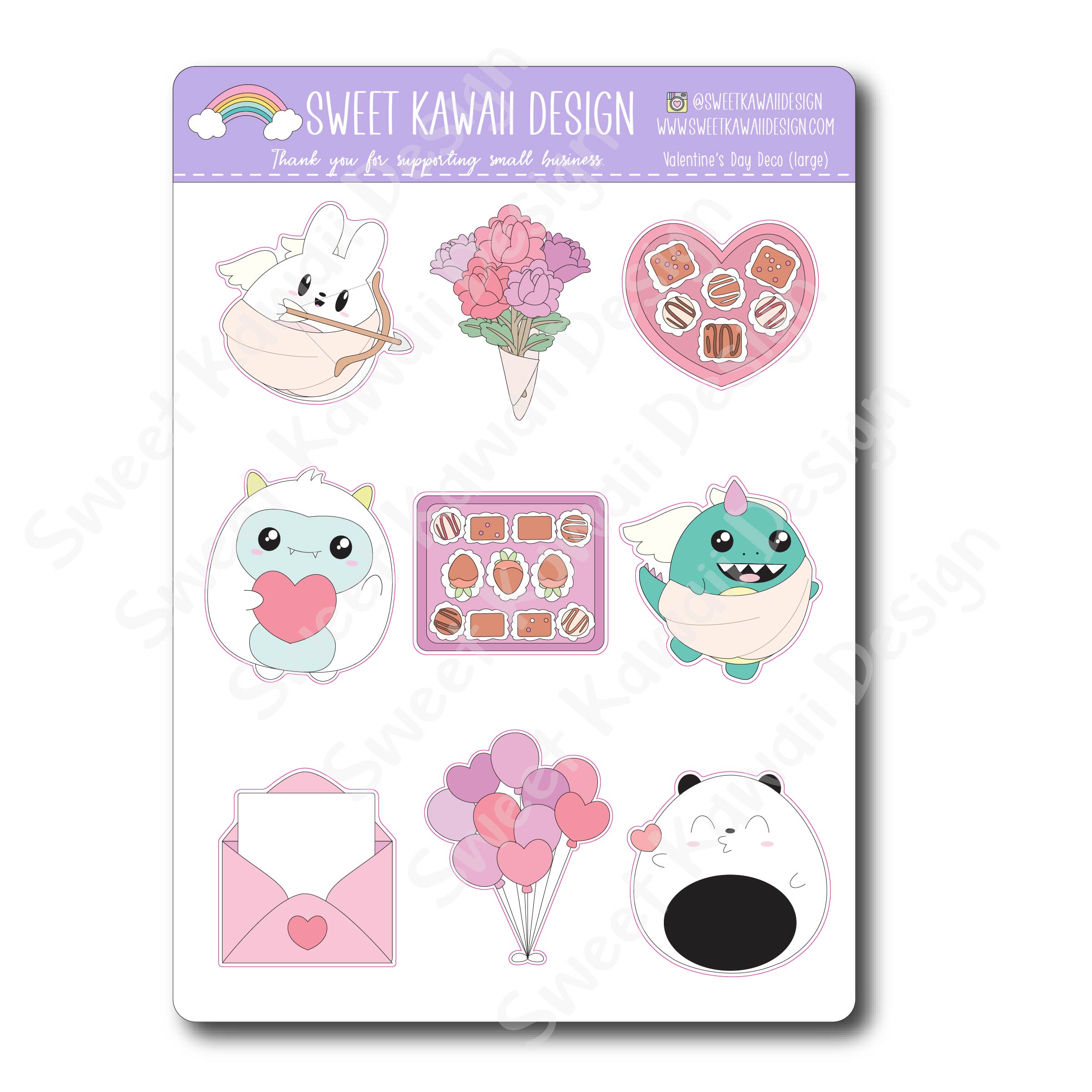 Kawaii Valentine's Day Deco (Large) Stickers